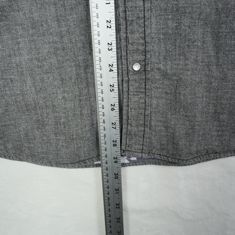 Levis Mens Gray‎ Pearl Snap Western Shirt Southwestern Lined 3LDLW105 Large - Picture 8 of 9